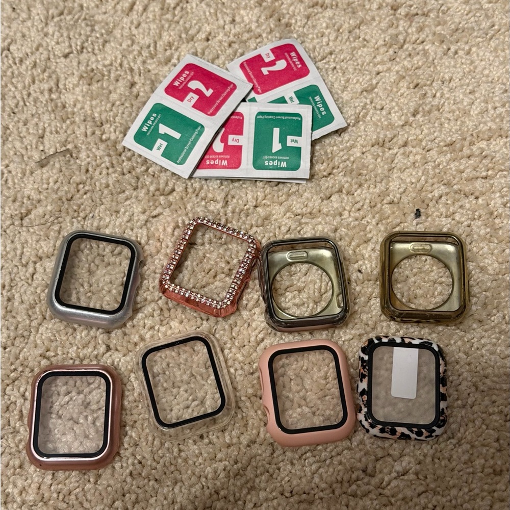 Apple Watch Screen Protectors & Cleaning Wipes Lot | Series 6 Compatible